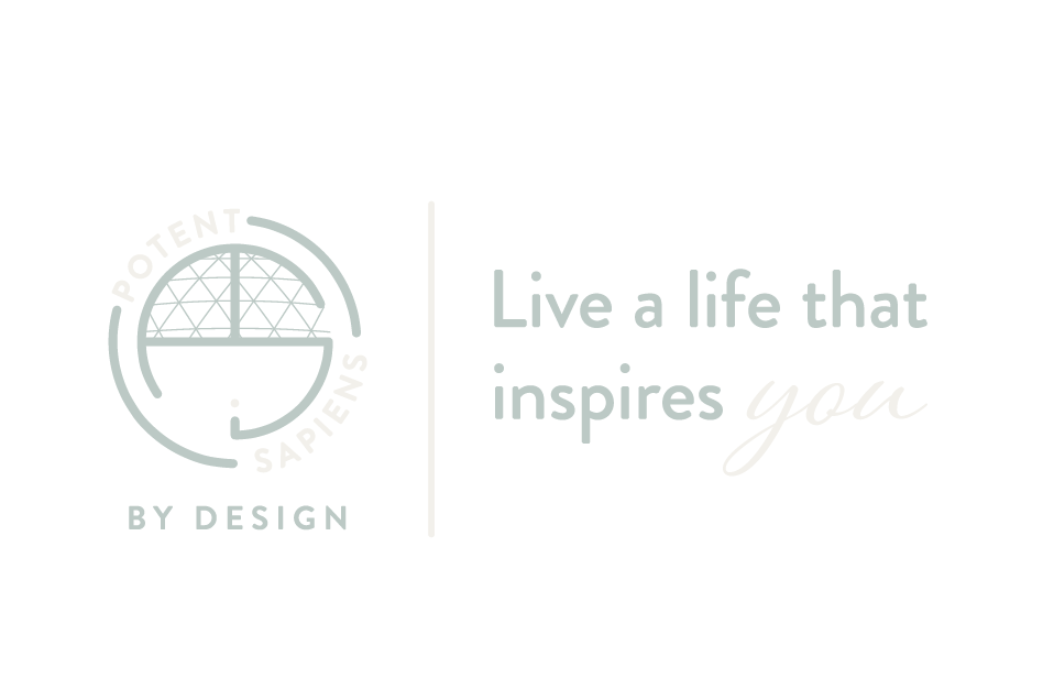 Potent Sapiens by Design - 'Live a life that inspires you' logo and tagline